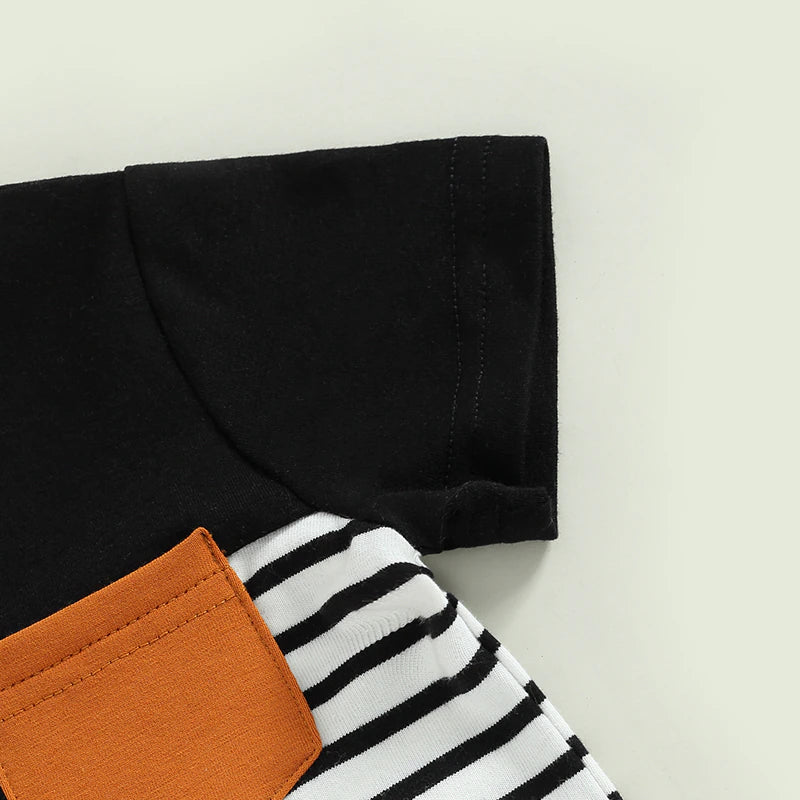 Black and White Striped Short Sleeved Set