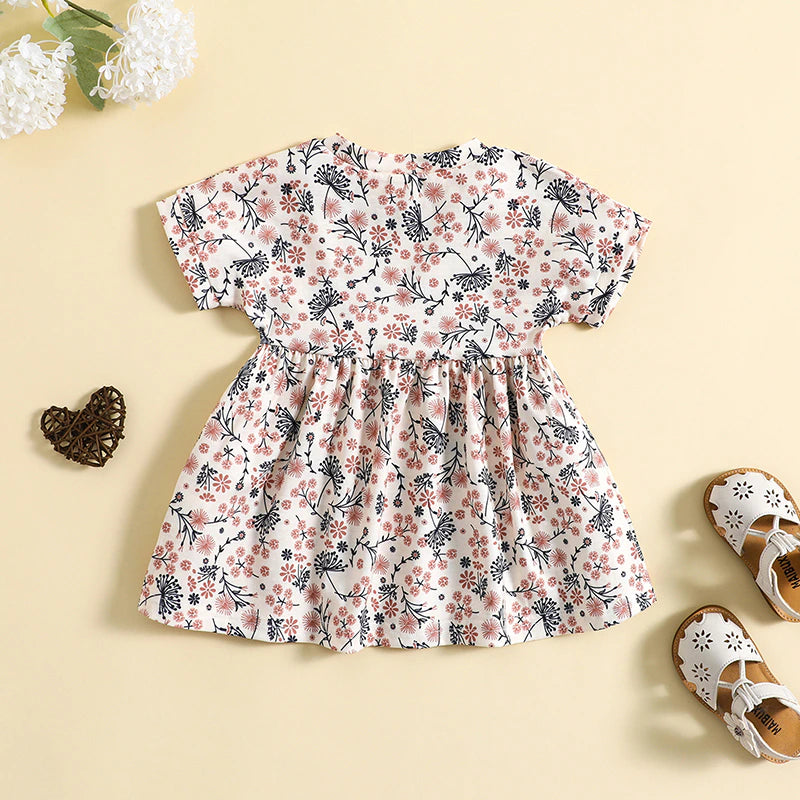 Flower Print Short Sleeved Dress