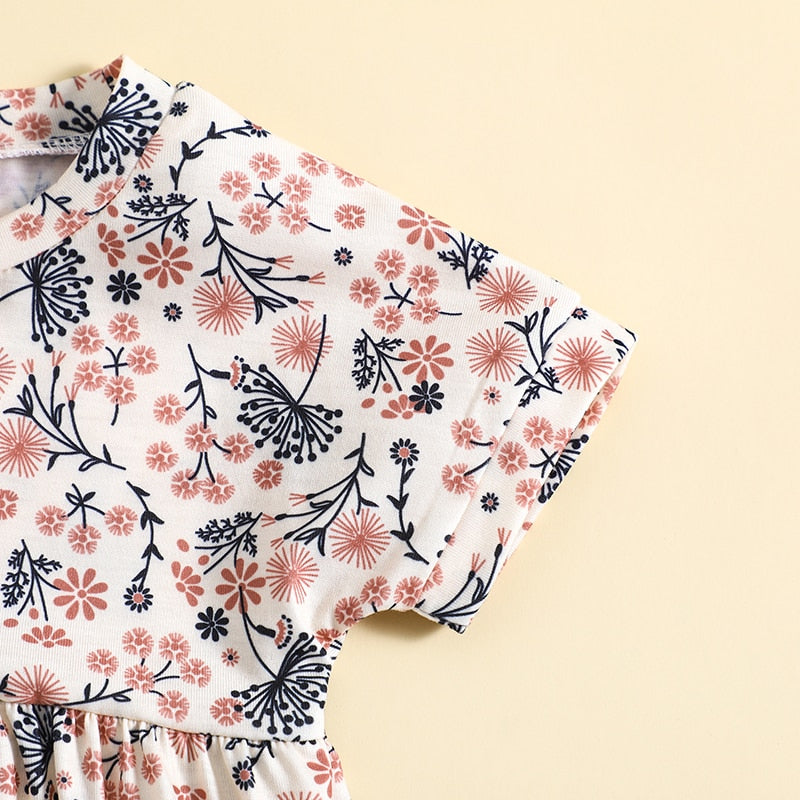 Flower Print Short Sleeved Dress